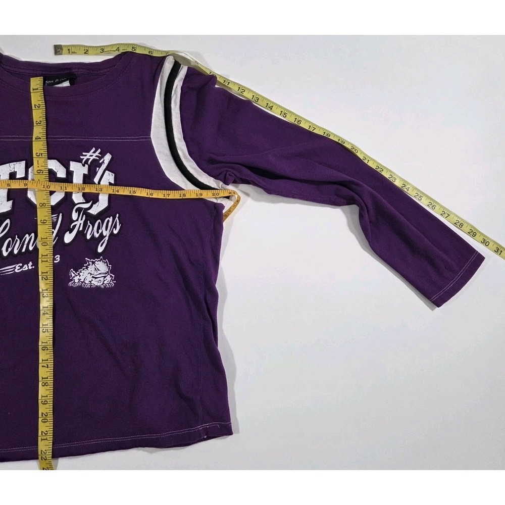 5th & Ocean Women's TCU Horned Frogs Purple Long Sleeve T Shirt XL - Picture 3 of 6